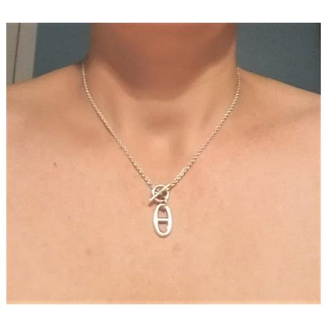 collier argent maille marine hermes|Collier et Pendentif Hermès pour Femme .